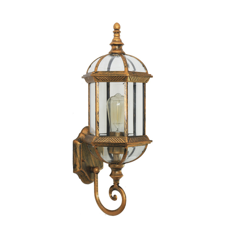 Birdcage Shade Clear Glass Wall Lighting Rustic 1 Bulb Courtyard Wall Light Fixture Clearhalo 'Wall Lamps & Sconces' 'Wall Lights' Lighting' 2108062