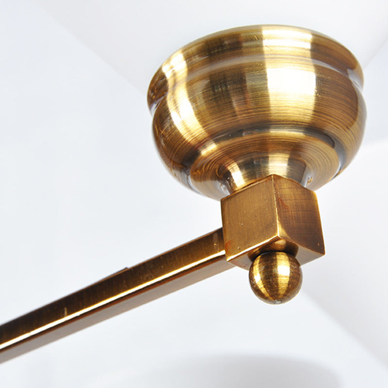 Cone White Glass Chandelier Lighting Traditional 3/6 Lights Living Room Pendant Lighting in Gold Clearhalo 'Ceiling Lights' 'Chandeliers' Lighting' options 210814