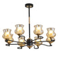 Sputnik Living Room Ceiling Chandelier Classic Tan Textured Glass 3/6/8 Lights Black Hanging Fixture Clearhalo 'Ceiling Lights' 'Chandeliers' Lighting' options 210843