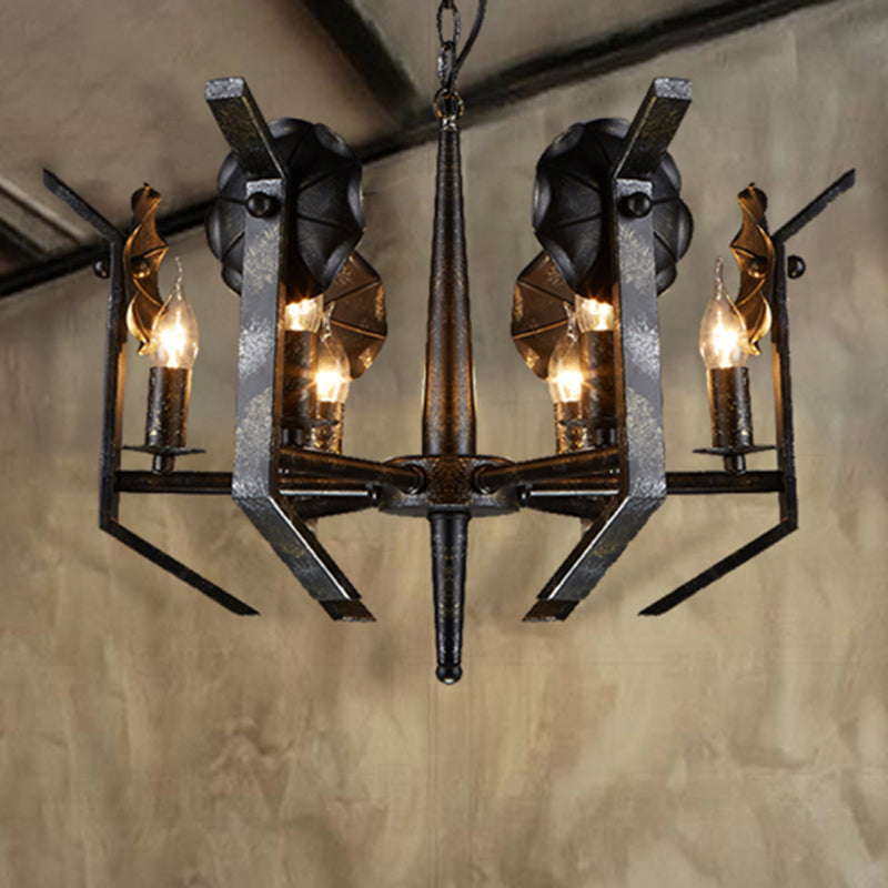 Metal Candle Hanging Chandelier Industrial 6-Light Dining Room Pendant Light in Antique Bronze Antique Bronze Clearhalo 'Cast Iron' 'Ceiling Lights' 'Chandeliers' 'Industrial Chandeliers' 'Industrial' 'Metal' 'Middle Century Chandeliers' 'Rustic Chandeliers' 'Tiffany' Lighting' 210885