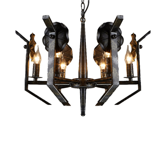 Metal Candle Hanging Chandelier Industrial 6-Light Dining Room Pendant Light in Antique Bronze Clearhalo 'Cast Iron' 'Ceiling Lights' 'Chandeliers' 'Industrial Chandeliers' 'Industrial' 'Metal' 'Middle Century Chandeliers' 'Rustic Chandeliers' 'Tiffany' Lighting' 210887