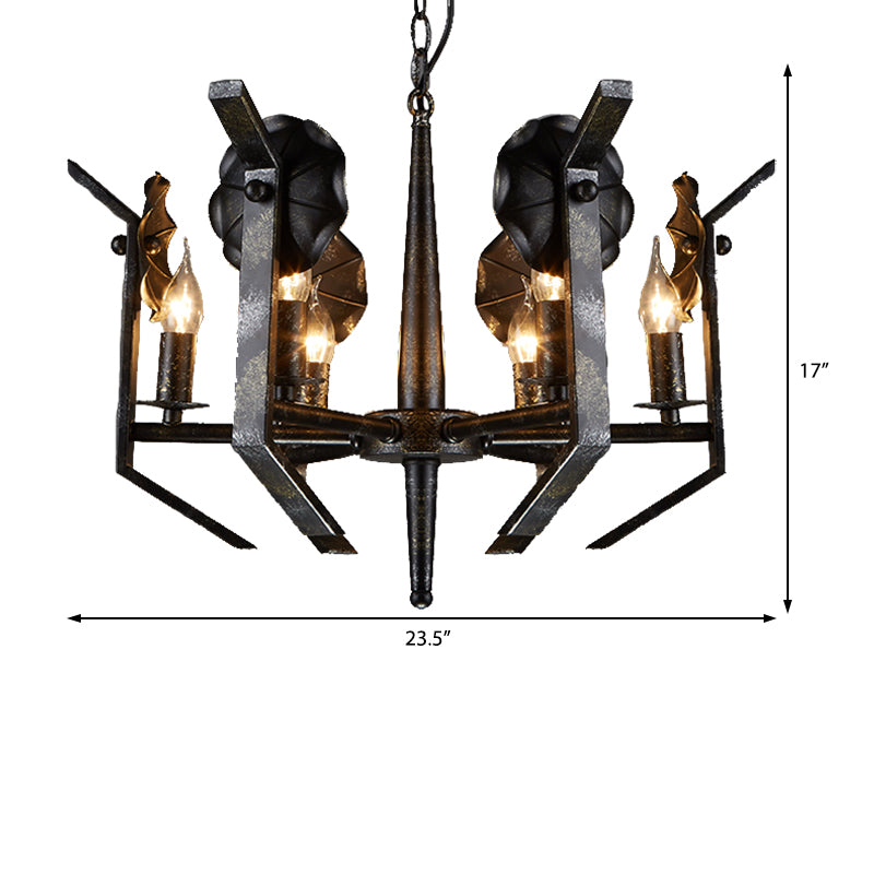 Metal Candle Hanging Chandelier Industrial 6-Light Dining Room Pendant Light in Antique Bronze Clearhalo 'Cast Iron' 'Ceiling Lights' 'Chandeliers' 'Industrial Chandeliers' 'Industrial' 'Metal' 'Middle Century Chandeliers' 'Rustic Chandeliers' 'Tiffany' Lighting' 210888