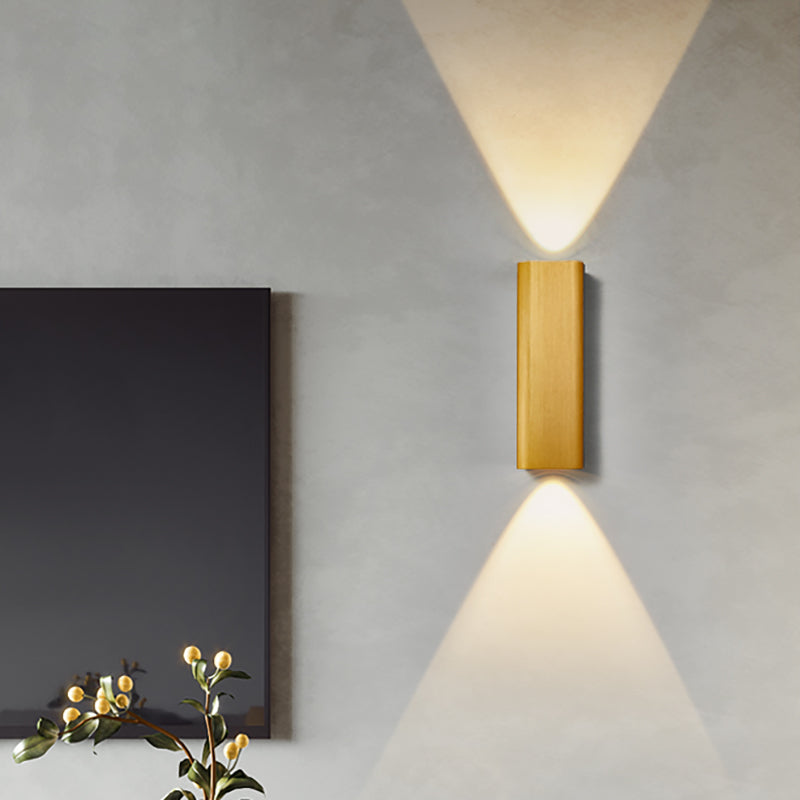 Modern Cuboid Wall Mounted Light Metal Living Room LED Up and Down Wall Sconce in Bronze/Gold/Coffee Gold Clearhalo 'Cast Iron' 'Glass' 'Industrial' 'Modern wall lights' 'Modern' 'Tiffany' 'Traditional wall lights' 'Wall Lamps & Sconces' 'Wall Lights' Lighting' 210893