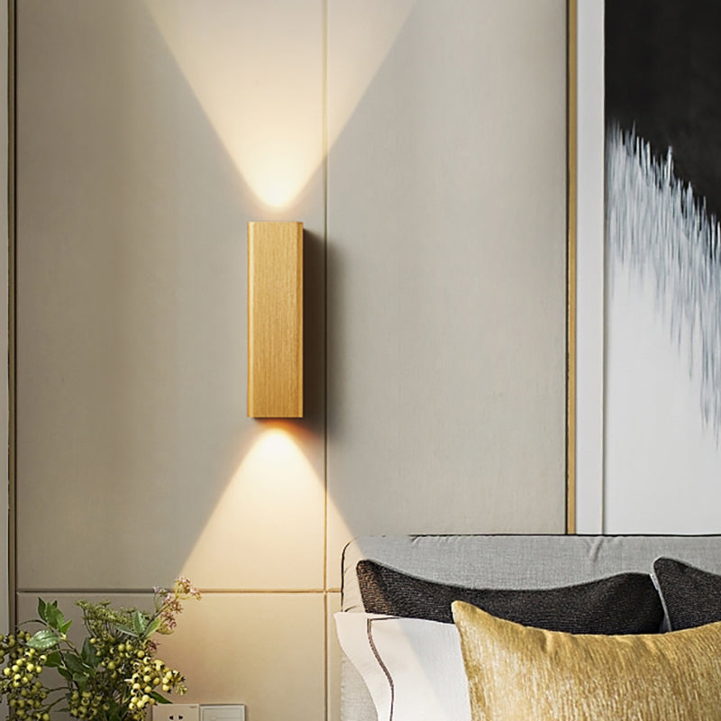 Modern Cuboid Wall Mounted Light Metal Living Room LED Up and Down Wall Sconce in Bronze/Gold/Coffee Clearhalo 'Cast Iron' 'Glass' 'Industrial' 'Modern wall lights' 'Modern' 'Tiffany' 'Traditional wall lights' 'Wall Lamps & Sconces' 'Wall Lights' Lighting' 210894