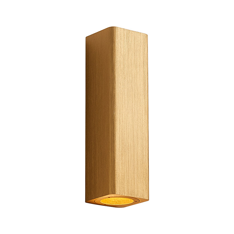 Modern Cuboid Wall Mounted Light Metal Living Room LED Up and Down Wall Sconce in Bronze/Gold/Coffee Clearhalo 'Cast Iron' 'Glass' 'Industrial' 'Modern wall lights' 'Modern' 'Tiffany' 'Traditional wall lights' 'Wall Lamps & Sconces' 'Wall Lights' Lighting' 210895