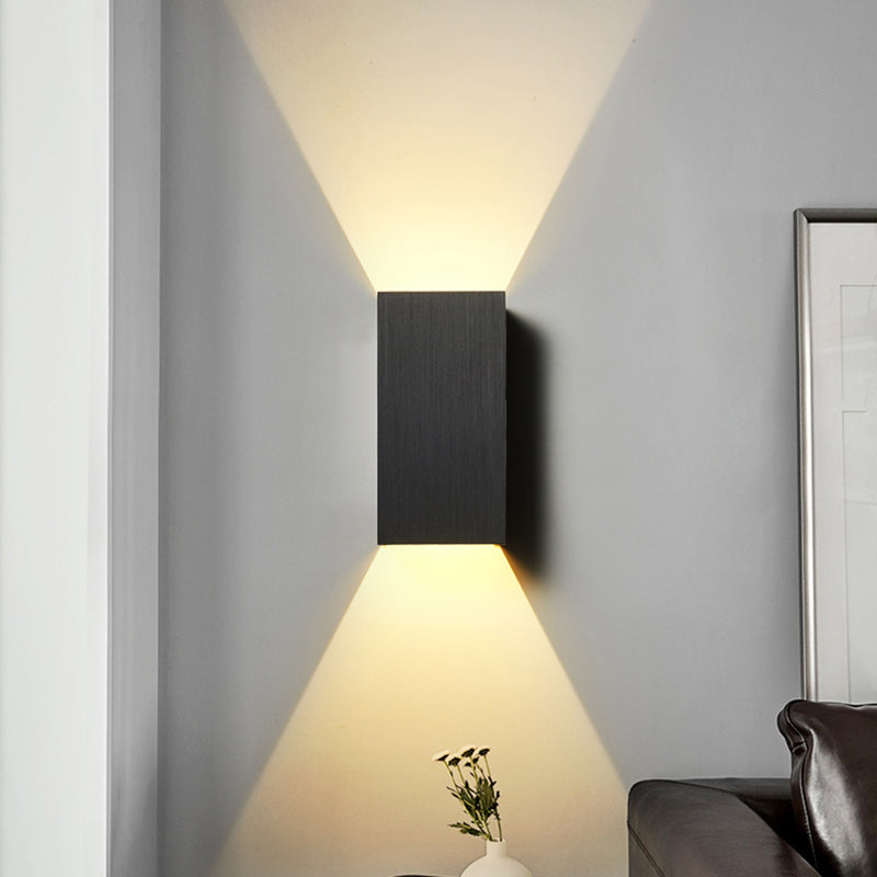 Cuboid Up and Down LED Wall Sconce Contemporary Metal Gold/Coffee/Grey Sconce Light Fixture for Bedroom Black Clearhalo 'Cast Iron' 'Glass' 'Industrial' 'Modern wall lights' 'Modern' 'Tiffany' 'Traditional wall lights' 'Wall Lamps & Sconces' 'Wall Lights' Lighting' 210954
