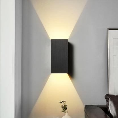 Cuboid Up and Down LED Wall Sconce Contemporary Metal Gold/Coffee/Grey Sconce Light Fixture for Bedroom Black Clearhalo 'Cast Iron' 'Glass' 'Industrial' 'Modern wall lights' 'Modern' 'Tiffany' 'Traditional wall lights' 'Wall Lamps & Sconces' 'Wall Lights' Lighting' 210954
