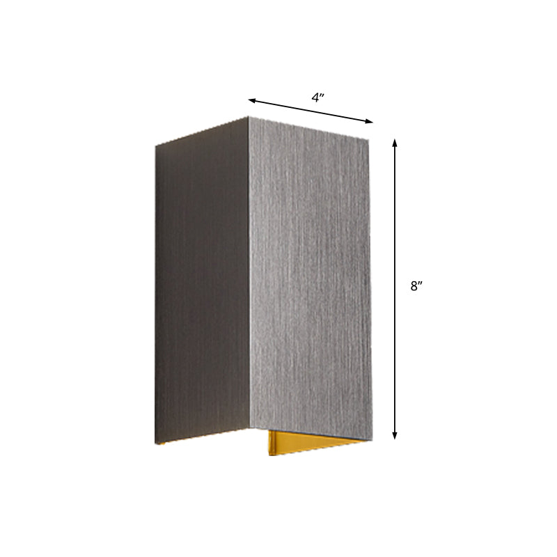 Cuboid Up and Down LED Wall Sconce Contemporary Metal Gold/Coffee/Grey Sconce Light Fixture for Bedroom Clearhalo 'Cast Iron' 'Glass' 'Industrial' 'Modern wall lights' 'Modern' 'Tiffany' 'Traditional wall lights' 'Wall Lamps & Sconces' 'Wall Lights' Lighting' 210963