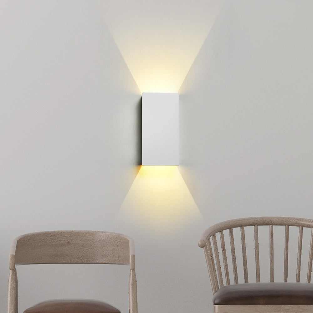 Cuboid Up and Down LED Wall Sconce Contemporary Metal Gold/Coffee/Grey Sconce Light Fixture for Bedroom White Clearhalo 'Cast Iron' 'Glass' 'Industrial' 'Modern wall lights' 'Modern' 'Tiffany' 'Traditional wall lights' 'Wall Lamps & Sconces' 'Wall Lights' Lighting' 210964