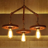 Open Metal Light Chandelier Industrial 3-Light Dining Room Pendant Lighting in Weathered Copper Gear Clearhalo 'Cast Iron' 'Ceiling Lights' 'Chandeliers' 'Industrial Chandeliers' 'Industrial' 'Metal' 'Middle Century Chandeliers' 'Rustic Chandeliers' 'Tiffany' Lighting' 210998