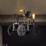 Antique Silver 3 Lights Chandelier Light Fixture Industrial Metal Gear Pendant Lamp with Robot Aged Silver Clearhalo 'Cast Iron' 'Ceiling Lights' 'Chandeliers' 'Industrial Chandeliers' 'Industrial' 'Metal' 'Middle Century Chandeliers' 'Rustic Chandeliers' 'Tiffany' Lighting' 211013