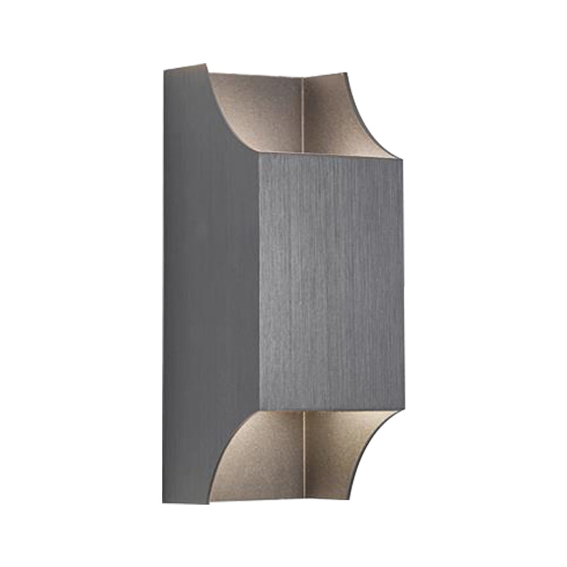 1 Light Bedroom Up and Down LED Wall Sconce with Geometric Metal Shade Black/Grey/White Wall Mount Light Clearhalo 'Cast Iron' 'Glass' 'Industrial' 'Modern wall lights' 'Modern' 'Tiffany' 'Traditional wall lights' 'Wall Lamps & Sconces' 'Wall Lights' Lighting' 211097