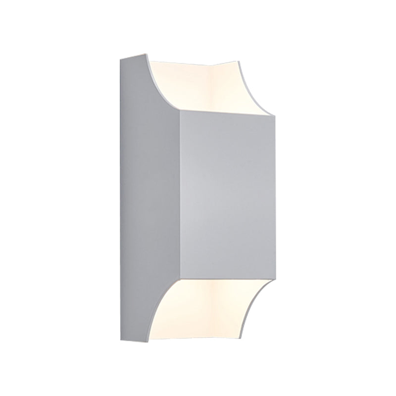 1 Light Bedroom Up and Down LED Wall Sconce with Geometric Metal Shade Black/Grey/White Wall Mount Light Clearhalo 'Cast Iron' 'Glass' 'Industrial' 'Modern wall lights' 'Modern' 'Tiffany' 'Traditional wall lights' 'Wall Lamps & Sconces' 'Wall Lights' Lighting' 211104