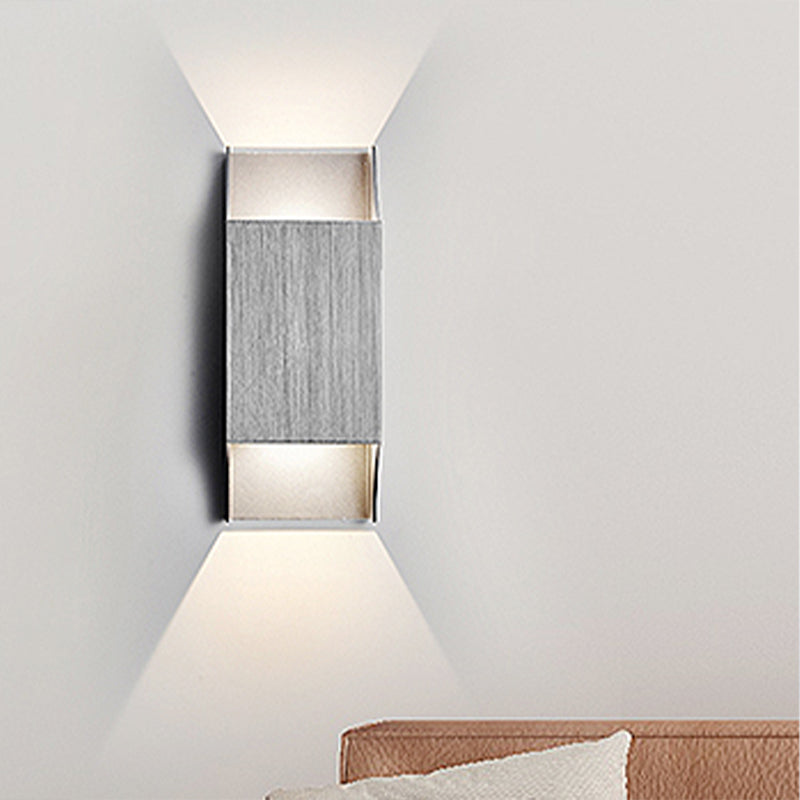 1 Light Bedroom Up and Down LED Wall Sconce with Geometric Metal Shade Black/Grey/White Wall Mount Light Clearhalo 'Cast Iron' 'Glass' 'Industrial' 'Modern wall lights' 'Modern' 'Tiffany' 'Traditional wall lights' 'Wall Lamps & Sconces' 'Wall Lights' Lighting' 211110