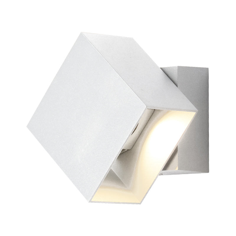 Cuboid Up and Down LED Wall Sconce Contemporary Metal Black/Grey/White Outdoor Wall Mount Light with Adjustable Angle Clearhalo 'Cast Iron' 'Glass' 'Industrial' 'Modern wall lights' 'Modern' 'Tiffany' 'Traditional wall lights' 'Wall Lamps & Sconces' 'Wall Lights' Lighting' 211163