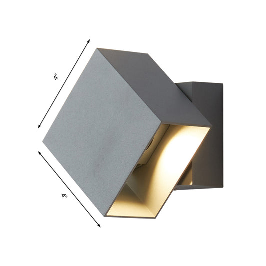 Cuboid Up and Down LED Wall Sconce Contemporary Metal Black/Grey/White Outdoor Wall Mount Light with Adjustable Angle Clearhalo 'Cast Iron' 'Glass' 'Industrial' 'Modern wall lights' 'Modern' 'Tiffany' 'Traditional wall lights' 'Wall Lamps & Sconces' 'Wall Lights' Lighting' 211170
