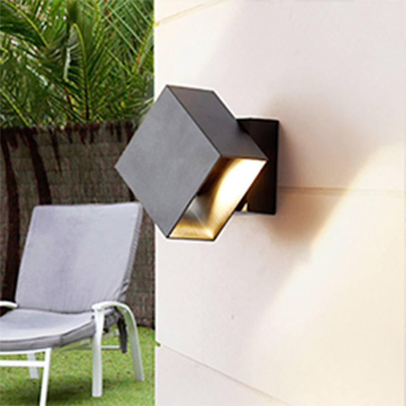 Cuboid Up and Down LED Wall Sconce Contemporary Metal Black/Grey/White Outdoor Wall Mount Light with Adjustable Angle Black Clearhalo 'Cast Iron' 'Glass' 'Industrial' 'Modern wall lights' 'Modern' 'Tiffany' 'Traditional wall lights' 'Wall Lamps & Sconces' 'Wall Lights' Lighting' 211171