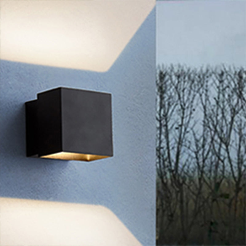 Cuboid Up and Down LED Wall Sconce Contemporary Metal Black/Grey/White Outdoor Wall Mount Light with Adjustable Angle Clearhalo 'Cast Iron' 'Glass' 'Industrial' 'Modern wall lights' 'Modern' 'Tiffany' 'Traditional wall lights' 'Wall Lamps & Sconces' 'Wall Lights' Lighting' 211172