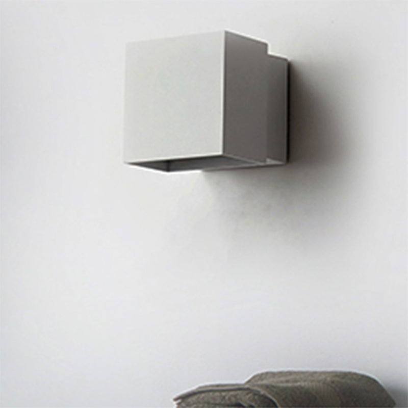 Cuboid Up and Down LED Wall Sconce Contemporary Metal Black/Grey/White Outdoor Wall Mount Light with Adjustable Angle White Clearhalo 'Cast Iron' 'Glass' 'Industrial' 'Modern wall lights' 'Modern' 'Tiffany' 'Traditional wall lights' 'Wall Lamps & Sconces' 'Wall Lights' Lighting' 211173