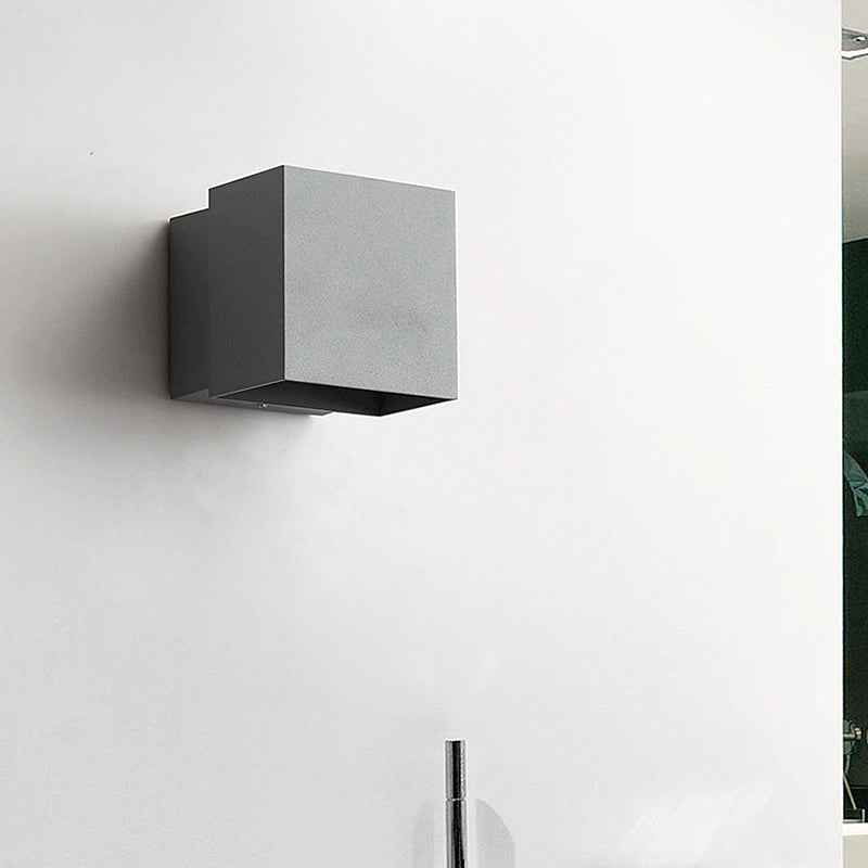 Cuboid Up and Down LED Wall Sconce Contemporary Metal Black/Grey/White Outdoor Wall Mount Light with Adjustable Angle Grey Clearhalo 'Cast Iron' 'Glass' 'Industrial' 'Modern wall lights' 'Modern' 'Tiffany' 'Traditional wall lights' 'Wall Lamps & Sconces' 'Wall Lights' Lighting' 211174