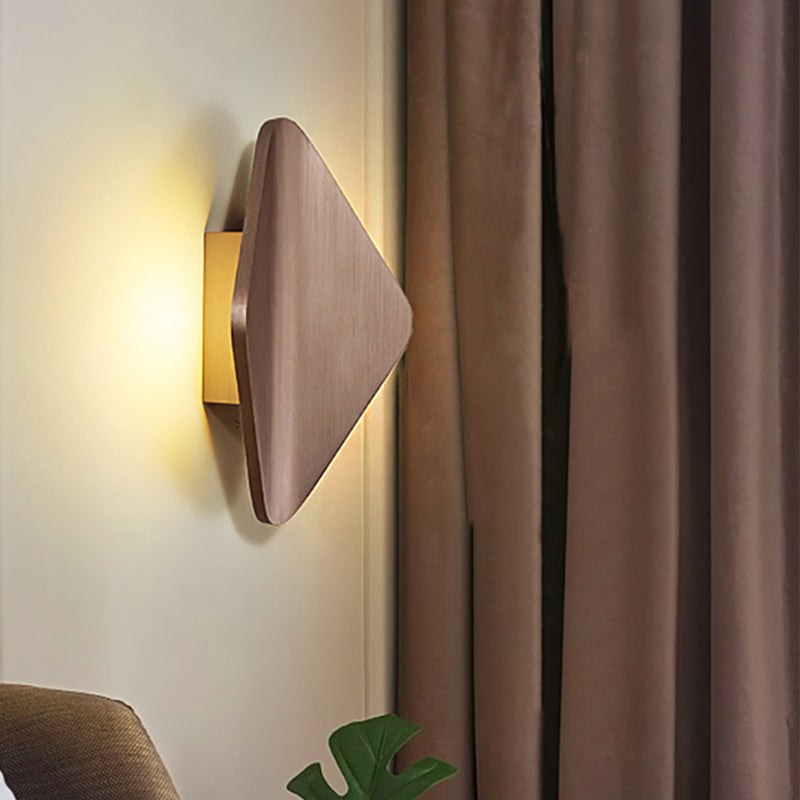 Concave Rhombus Metal Wall Sconce Modern LED Black/Gold/Coffee Sconce Light for Living Room Bronze Clearhalo 'Cast Iron' 'Glass' 'Industrial' 'Modern wall lights' 'Modern' 'Tiffany' 'Traditional wall lights' 'Wall Lamps & Sconces' 'Wall Lights' Lighting' 211203