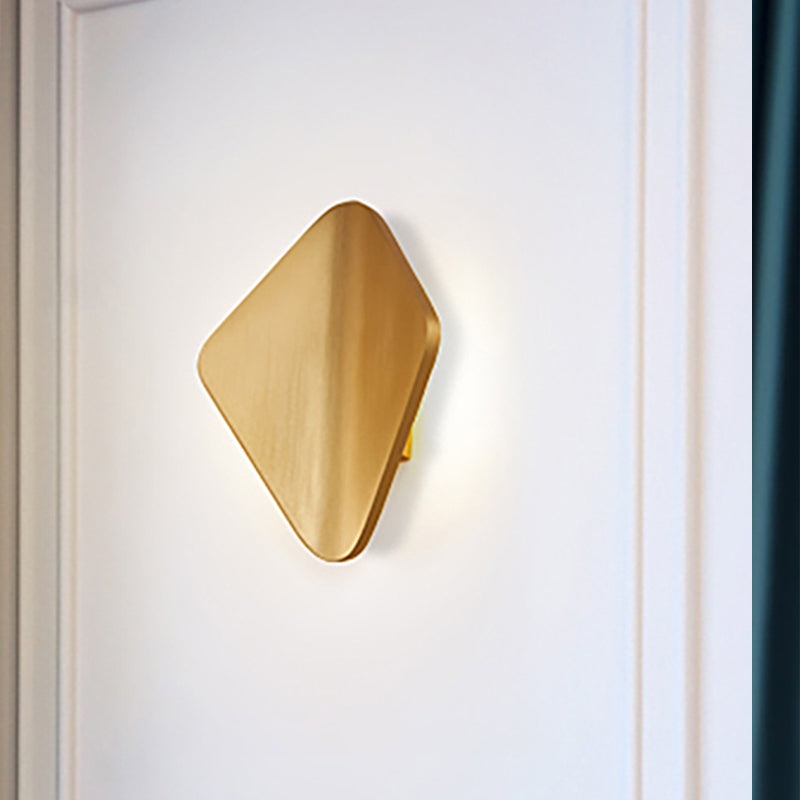 Concave Rhombus Metal Wall Sconce Modern LED Black/Gold/Coffee Sconce Light for Living Room Gold Clearhalo 'Cast Iron' 'Glass' 'Industrial' 'Modern wall lights' 'Modern' 'Tiffany' 'Traditional wall lights' 'Wall Lamps & Sconces' 'Wall Lights' Lighting' 211204