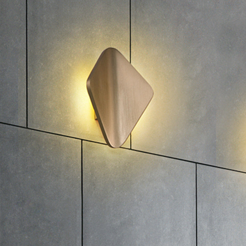 Concave Rhombus Metal Wall Sconce Modern LED Black/Gold/Coffee Sconce Light for Living Room Clearhalo 'Cast Iron' 'Glass' 'Industrial' 'Modern wall lights' 'Modern' 'Tiffany' 'Traditional wall lights' 'Wall Lamps & Sconces' 'Wall Lights' Lighting' 211206