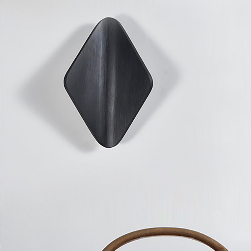 Concave Rhombus Metal Wall Sconce Modern LED Black/Gold/Coffee Sconce Light for Living Room Black Clearhalo 'Cast Iron' 'Glass' 'Industrial' 'Modern wall lights' 'Modern' 'Tiffany' 'Traditional wall lights' 'Wall Lamps & Sconces' 'Wall Lights' Lighting' 211207
