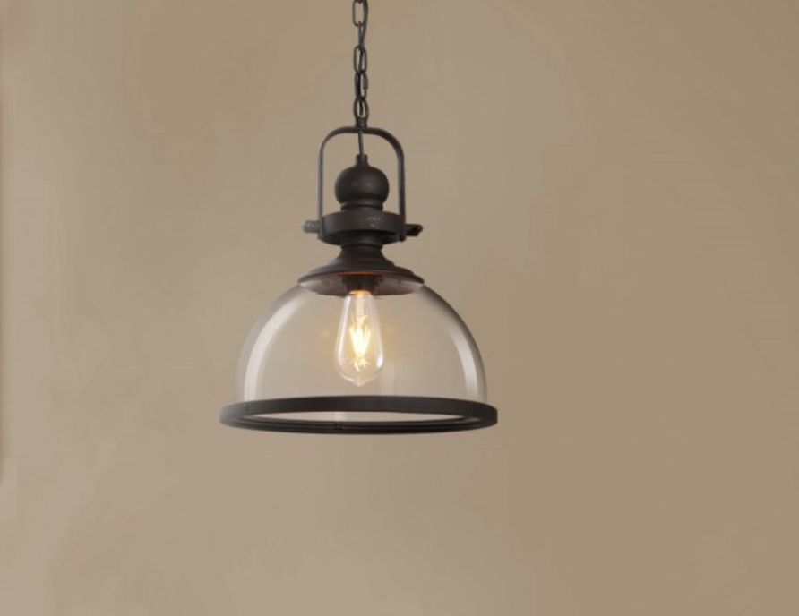 Industrial Style Pot Lid Pendant Lamp 1-Light Clear Glass Ceiling Fixture with Handle in Black Clearhalo 'Art Deco Pendants' 'Black' 'Cast Iron' 'Ceiling Lights' 'Ceramic' 'Crystal' 'Industrial Pendants' 'Industrial' 'Metal' 'Middle Century Pendants' 'Pendant Lights' 'Pendants' 'Rustic Pendants' 'Tiffany' Lighting' 211223001