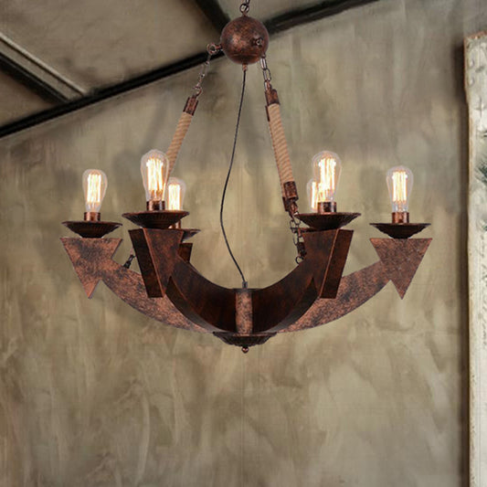 6-Light Ceiling Lamp with Exposed Bulb Metal Industrial Dining Room Chandeliers Pendant Light in Weathered Copper Clearhalo 'Cast Iron' 'Ceiling Lights' 'Chandeliers' 'Industrial Chandeliers' 'Industrial' 'Metal' 'Middle Century Chandeliers' 'Rustic Chandeliers' 'Tiffany' Lighting' 211231