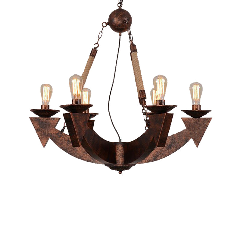 6-Light Ceiling Lamp with Exposed Bulb Metal Industrial Dining Room Chandeliers Pendant Light in Weathered Copper Clearhalo 'Cast Iron' 'Ceiling Lights' 'Chandeliers' 'Industrial Chandeliers' 'Industrial' 'Metal' 'Middle Century Chandeliers' 'Rustic Chandeliers' 'Tiffany' Lighting' 211232