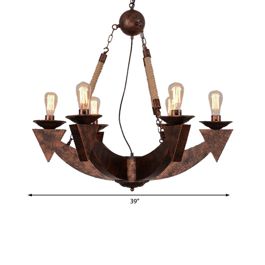 6-Light Ceiling Lamp with Exposed Bulb Metal Industrial Dining Room Chandeliers Pendant Light in Weathered Copper Clearhalo 'Cast Iron' 'Ceiling Lights' 'Chandeliers' 'Industrial Chandeliers' 'Industrial' 'Metal' 'Middle Century Chandeliers' 'Rustic Chandeliers' 'Tiffany' Lighting' 211233