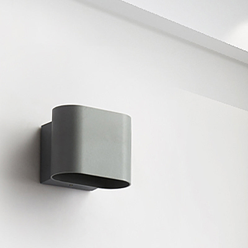 Round Edge Cuboid Wall Sconce Light Simple Metal LED Black/Grey/White Wall Mount Light for Corridor Clearhalo 'Cast Iron' 'Glass' 'Industrial' 'Modern wall lights' 'Modern' 'Tiffany' 'Traditional wall lights' 'Wall Lamps & Sconces' 'Wall Lights' Lighting' 211263
