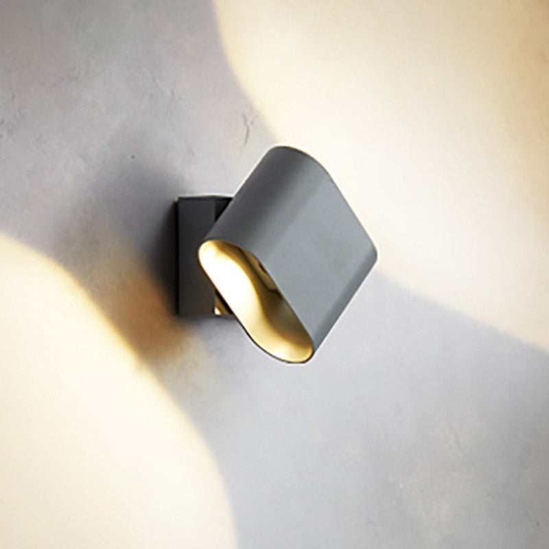 Round Edge Cuboid Wall Sconce Light Simple Metal LED Black/Grey/White Wall Mount Light for Corridor Grey Clearhalo 'Cast Iron' 'Glass' 'Industrial' 'Modern wall lights' 'Modern' 'Tiffany' 'Traditional wall lights' 'Wall Lamps & Sconces' 'Wall Lights' Lighting' 211264