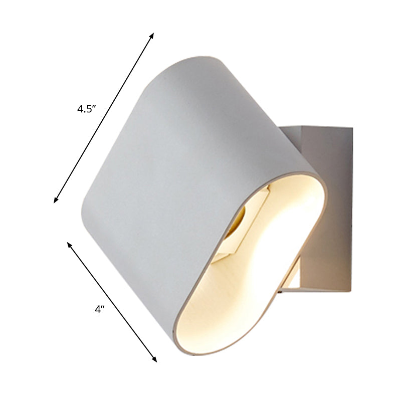Round Edge Cuboid Wall Sconce Light Simple Metal LED Black/Grey/White Wall Mount Light for Corridor Clearhalo 'Cast Iron' 'Glass' 'Industrial' 'Modern wall lights' 'Modern' 'Tiffany' 'Traditional wall lights' 'Wall Lamps & Sconces' 'Wall Lights' Lighting' 211268