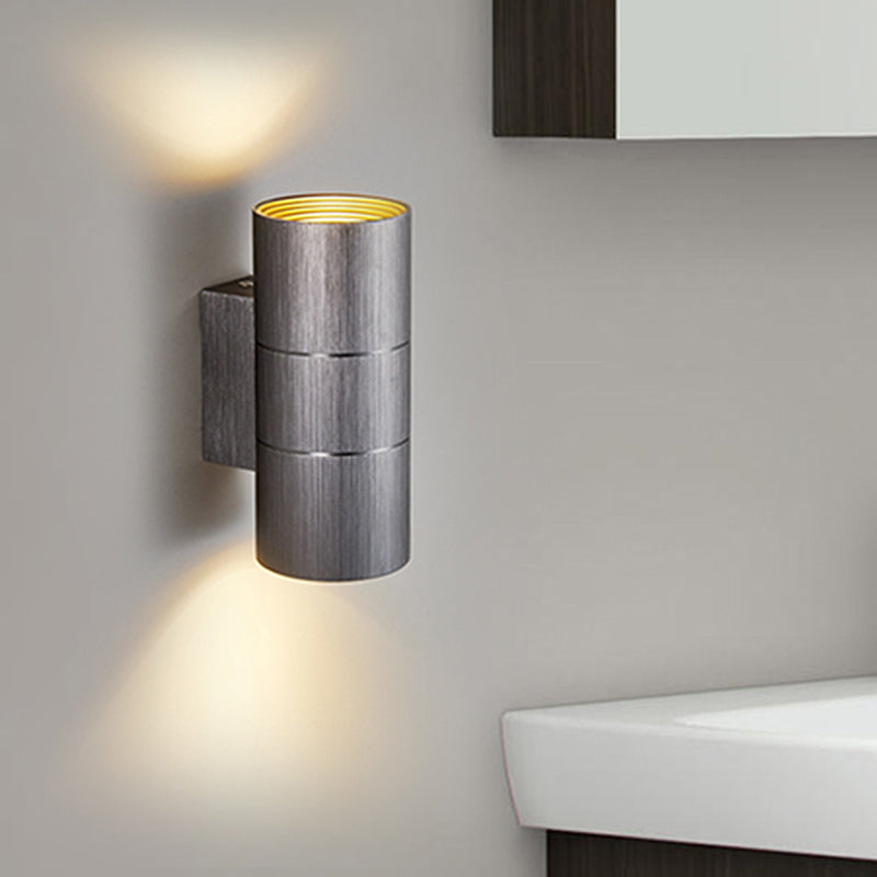 Tubular LED Up and Down Wall Sconce Modern Metal 1 Light Black/Grey/Gold Wall Lamp for Bathroom Clearhalo 'Cast Iron' 'Glass' 'Industrial' 'Modern wall lights' 'Modern' 'Tiffany' 'Traditional wall lights' 'Wall Lamps & Sconces' 'Wall Lights' Lighting' 211304