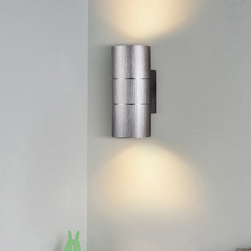 Tubular LED Up and Down Wall Sconce Modern Metal 1 Light Black/Grey/Gold Wall Lamp for Bathroom Grey Clearhalo 'Cast Iron' 'Glass' 'Industrial' 'Modern wall lights' 'Modern' 'Tiffany' 'Traditional wall lights' 'Wall Lamps & Sconces' 'Wall Lights' Lighting' 211305