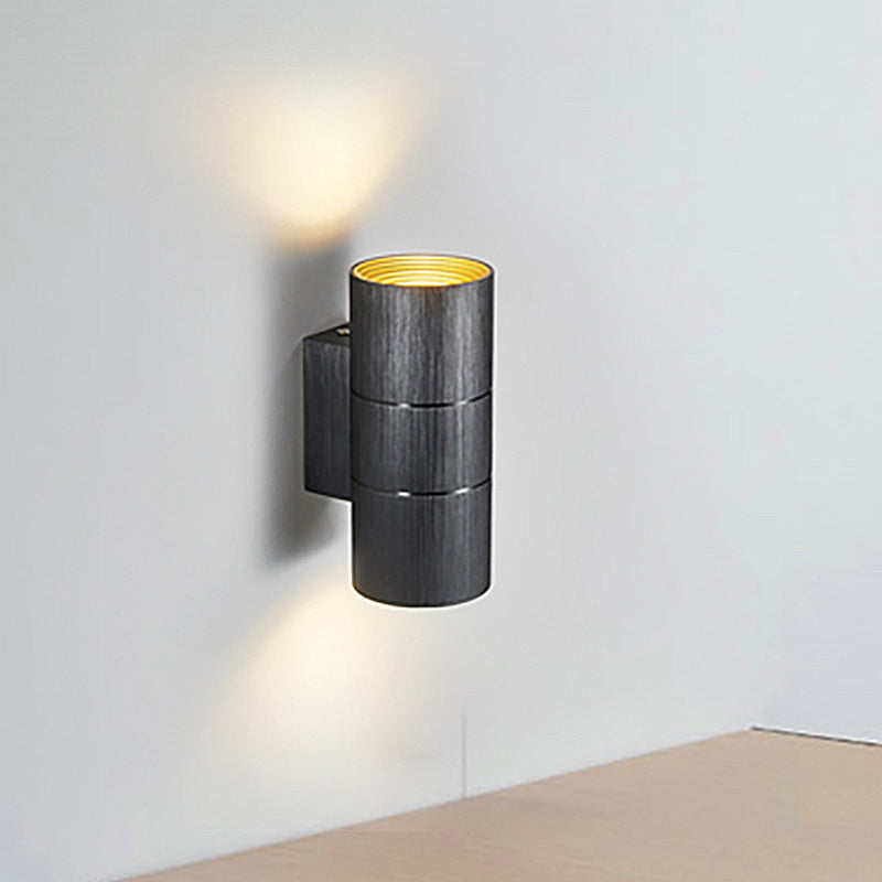 Tubular LED Up and Down Wall Sconce Modern Metal 1 Light Black/Grey/Gold Wall Lamp for Bathroom Black Clearhalo 'Cast Iron' 'Glass' 'Industrial' 'Modern wall lights' 'Modern' 'Tiffany' 'Traditional wall lights' 'Wall Lamps & Sconces' 'Wall Lights' Lighting' 211308
