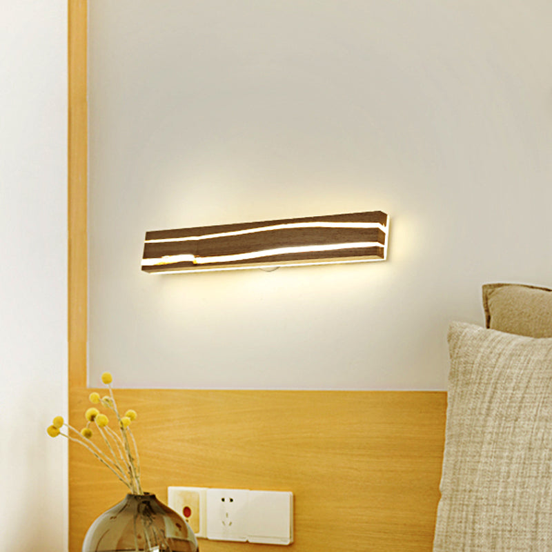 Striped Wood Sconce Light Simple LED Beige Vanity Light for Bedroom Wood Clearhalo 'Vanity Lights' 'Wall Lights' Lighting' 211321