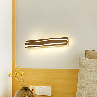 Striped Wood Sconce Light Simple LED Beige Vanity Light for Bedroom Wood Clearhalo 'Vanity Lights' 'Wall Lights' Lighting' 211321
