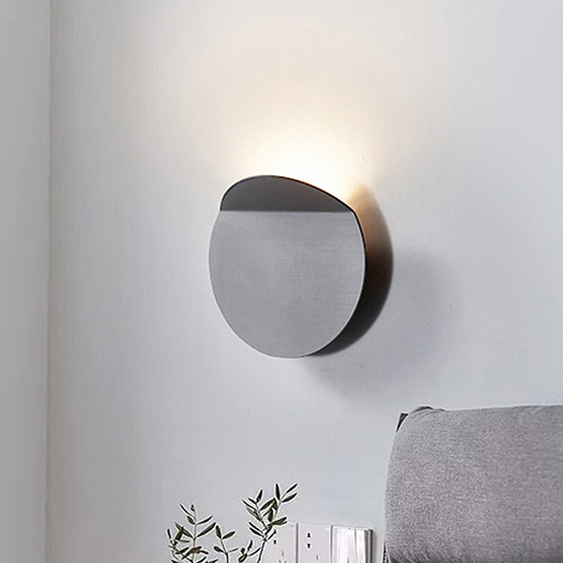 Contemporary Round Metal Wall Sconce Light Black/Grey/White LED Wall Mount Light for Corridor Clearhalo 'Cast Iron' 'Glass' 'Industrial' 'Modern wall lights' 'Modern' 'Tiffany' 'Traditional wall lights' 'Wall Lamps & Sconces' 'Wall Lights' Lighting' 211362