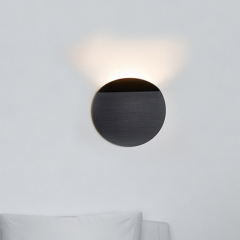Contemporary Round Metal Wall Sconce Light Black/Grey/White LED Wall Mount Light for Corridor Black Clearhalo 'Cast Iron' 'Glass' 'Industrial' 'Modern wall lights' 'Modern' 'Tiffany' 'Traditional wall lights' 'Wall Lamps & Sconces' 'Wall Lights' Lighting' 211368