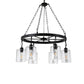 Black 6/8 Lights Pendant Chandelier Traditional Clear Glass Cylinder Hanging Light with Wagon Wheel Design Clearhalo 'Ceiling Lights' 'Chandeliers' Lighting' options 211371