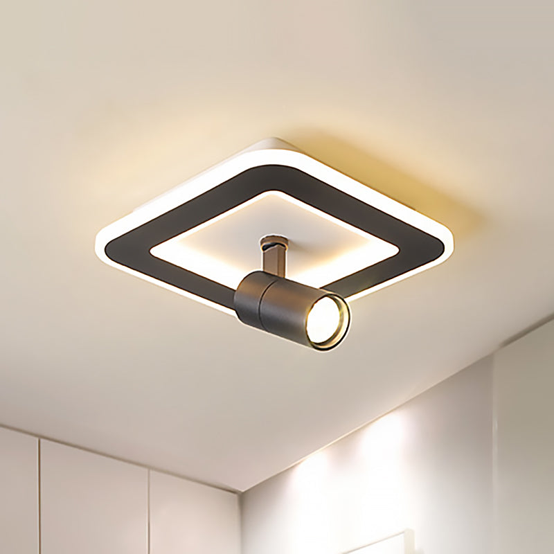 Square/Round Flush Mount Lighting Modern Acrylic LED White/Black Flush Mount Lamp Fixture in White/Warm Light Black Square Clearhalo 'Ceiling Lights' 'Close To Ceiling Lights' 'Close to ceiling' 'Flush mount' Lighting' 211379