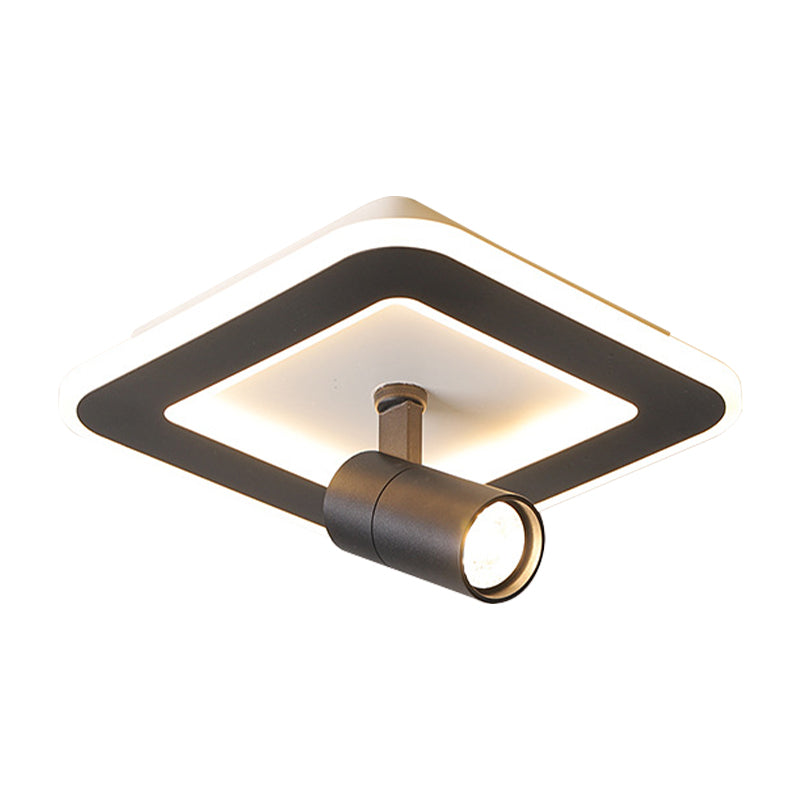 Square/Round Flush Mount Lighting Modern Acrylic LED White/Black Flush Mount Lamp Fixture in White/Warm Light Clearhalo 'Ceiling Lights' 'Close To Ceiling Lights' 'Close to ceiling' 'Flush mount' Lighting' 211380