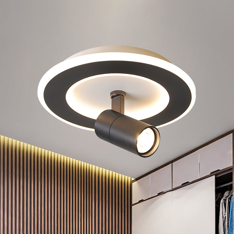 Square/Round Flush Mount Lighting Modern Acrylic LED White/Black Flush Mount Lamp Fixture in White/Warm Light Black Round Clearhalo 'Ceiling Lights' 'Close To Ceiling Lights' 'Close to ceiling' 'Flush mount' Lighting' 211381
