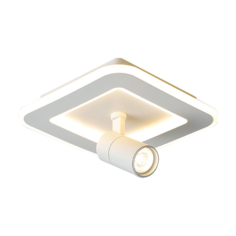 Square/Round Flush Mount Lighting Modern Acrylic LED White/Black Flush Mount Lamp Fixture in White/Warm Light Clearhalo 'Ceiling Lights' 'Close To Ceiling Lights' 'Close to ceiling' 'Flush mount' Lighting' 211385