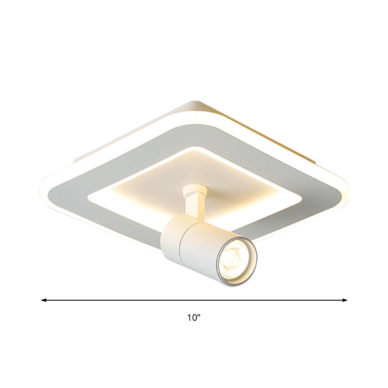 Square/Round Flush Mount Lighting Modern Acrylic LED White/Black Flush Mount Lamp Fixture in White/Warm Light Clearhalo 'Ceiling Lights' 'Close To Ceiling Lights' 'Close to ceiling' 'Flush mount' Lighting' 211386