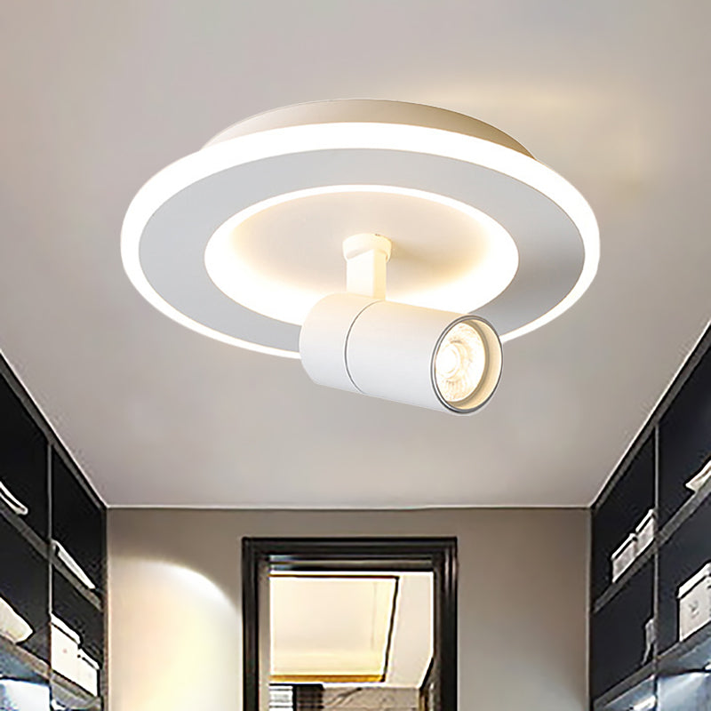 Square/Round Flush Mount Lighting Modern Acrylic LED White/Black Flush Mount Lamp Fixture in White/Warm Light White Round Clearhalo 'Ceiling Lights' 'Close To Ceiling Lights' 'Close to ceiling' 'Flush mount' Lighting' 211387