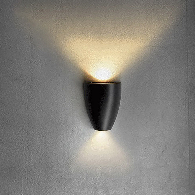 Bullet Shape Wall Mount Light Modern Metal Black/Grey/White LED Up and Down Wall Sconce for Stairway Clearhalo 'Cast Iron' 'Glass' 'Industrial' 'Modern wall lights' 'Modern' 'Tiffany' 'Traditional wall lights' 'Wall Lamps & Sconces' 'Wall Lights' Lighting' 211413